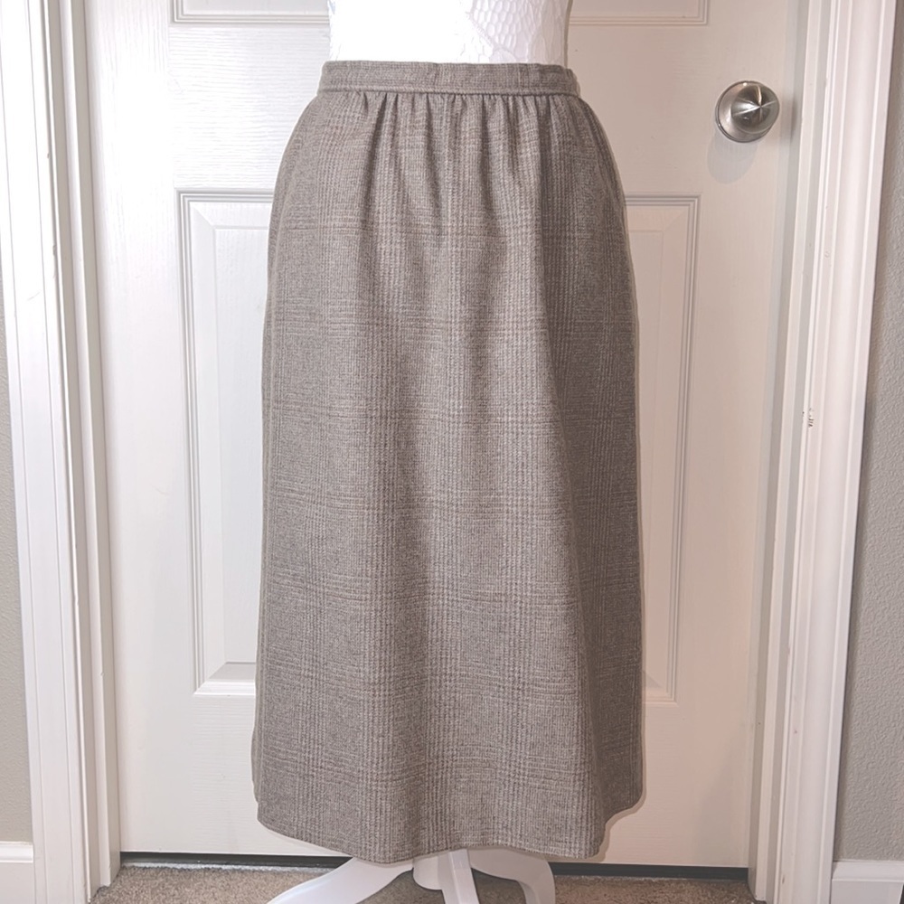 Vintage Evan-Picone Brown Tweed Wool Midi Skirt - Size 8 - Picture 4 of 11